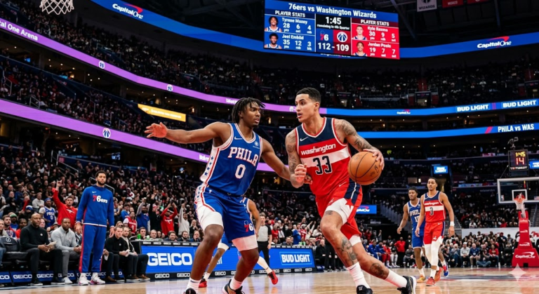 76ers vs washington wizards match player stats